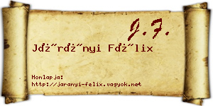 Járányi Félix névjegykártya
